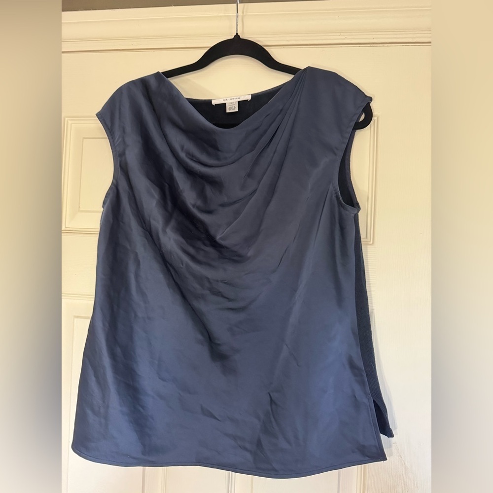 St John Cowl Neck Satin Knit Blouse - Picture 2 of 5